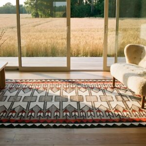 Bold Tribal Geometric Antique Flatweave Navajo Native American Area Rug (SKU 25374) - room view