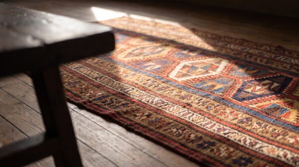 Bold antique tribal geometric nw persian kurdish hallway runner rug 8 Bold antique tribal geometric nw persian kurdish hallway runner rug (sku 21015) - in-room detail