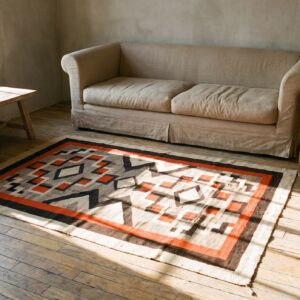 Bold Tribal Antique Native American Geometric Flatwoven Navajo Rug (SKU 21702) - room view