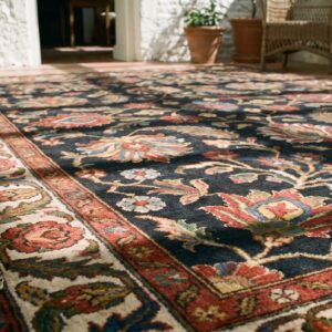 Bold Tribal Antique Hand Knotted Wool Pile Oversized Persian Bakhtiari Rug (SKU 18455) - in-room detail