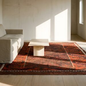 Bold Tribal Primitive Antique Persian Baluch Small Scatter Size Red Area Rug (SKU 24356) - room view