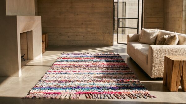 Antique boucherouitte allover geometric hand knotted pile rug 10 Antique boucherouitte allover geometric hand knotted pile rug (sku 22446) - room view