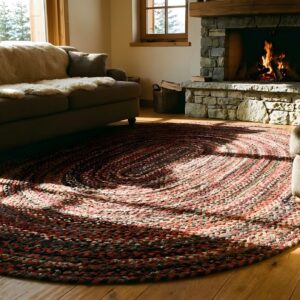 Antique Braided American Allover Multi 1935 Oval Rug (SKU 24232) - styled overhead view