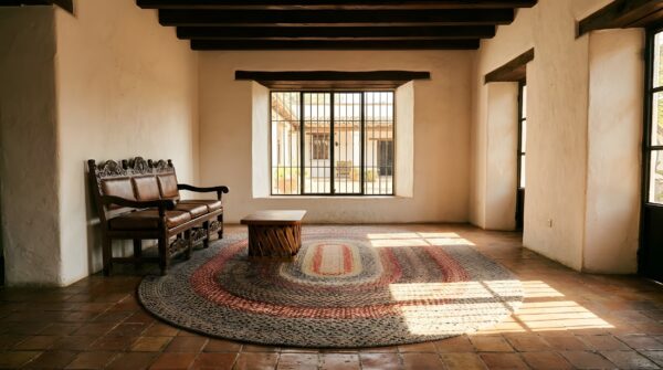 Antique braided american allover oval rug 8 Antique braided american allover oval rug (sku 24952) - room view