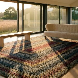 Antique Braided American Allover Knotted Round Rug (SKU 23988) - styled overhead view