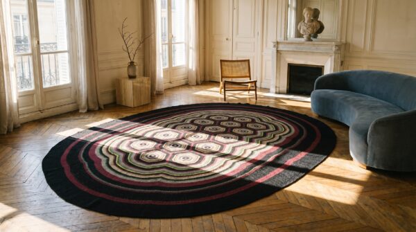 Antique braided american flat weave oval rug (sku 17350) - room view