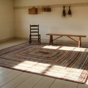 Antique Braided American Geometric Flat Weave Square Rug (SKU 24381) - in-room detail