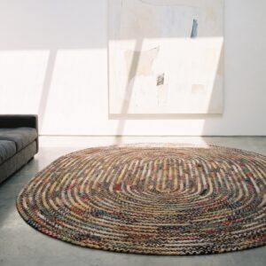 Antique Braided American Multicolor Oval Rug - 1930s (SKU 21320) - room view