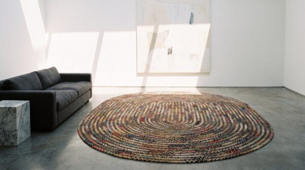 Antique braided american multicolor oval rug - 1930s 8 Antique braided american multicolor oval rug - 1930s (sku 21320) - room view