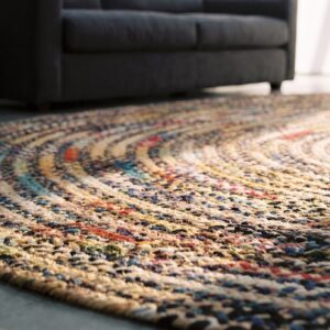 Antique Braided American Multicolor Oval Rug - 1930s (SKU 21320) - in-room detail