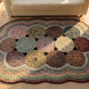 Antique Braided Hallway Runner Wool Multicolor Rug (SKU 25659) - styled overhead view