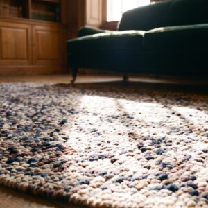 Antique Braided Oval Small Scatter Size Wool Multicolor Rug (SKU 20608) - in-room detail