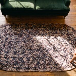 Antique Braided Oval Small Scatter Size Wool Multicolor Rug (SKU 20608) - styled overhead view