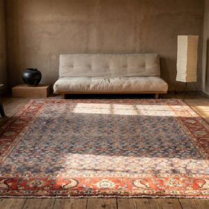 Breathtaking Light Sky Blue Color Antique Paisley Pattern Persian Bakhtiari Rug (SKU 18930) - room view
