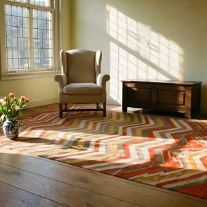 Bright Color Chevron Design Antique 1880s Native American Navajo Rug (SKU 25601) - room view