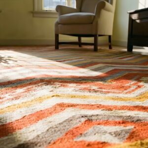 Bright Color Chevron Design Antique 1880s Native American Navajo Rug (SKU 25601) - in-room detail