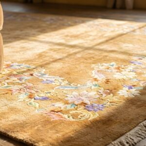Antique Wool Hand Knotted Pile Brown Earth Tone 1935 Rug (SKU 24979) - in-room detail