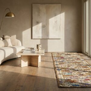 Brown Earth Tone Antique American Folk Art Hooked Hallway Runner (SKU 19286) - room view