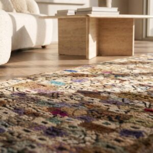 Brown Earth Tone Antique American Folk Art Hooked Hallway Runner (SKU 19286) - in-room detail