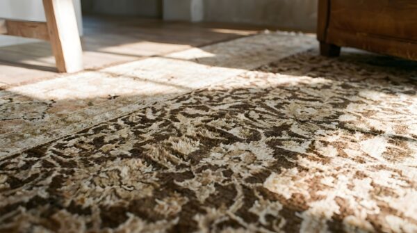 Brown earth tone color large size allover herati pattern antique persian sultanabad rug 9 Brown earth tone color large size allover herati pattern antique persian sultanabad rug (sku 23089) - in-room detail