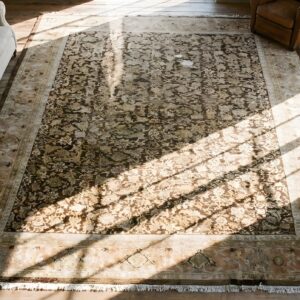 Brown Earth Tone Color Large Size Allover Herati Pattern Antique Persian Sultanabad Rug (SKU 23089) - styled overhead view