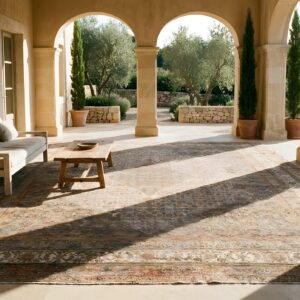 Brown Earth Tone , Coral Brown Earth Tone and Coral Antique Persian Bibikabad Wool Area Rug (SKU 25365) - room view
