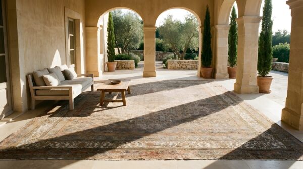 Brown earth tone , coral brown earth tone and coral antique persian bibikabad wool area rug 7 Brown earth tone , coral brown earth tone and coral antique persian bibikabad wool area rug (sku 25365) - room view