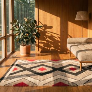 Antique Wool Brown Earth Tone Flat Weave Rug (SKU 21703) - room view