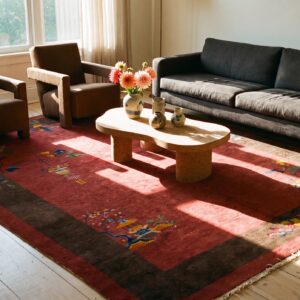 Antique Wool Brown Earth Tone Red Hand Knotted Pile Rug (SKU 24646) - room view