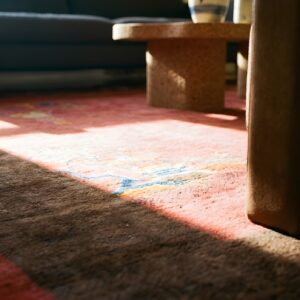 Antique Wool Brown Earth Tone Red Hand Knotted Pile Rug (SKU 24646) - in-room detail