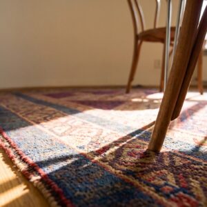 Brown Earth Tone , Red Antique Serab Allover Geometric Hand Knotted Hallway Runner Rug (SKU 23287) - in-room detail