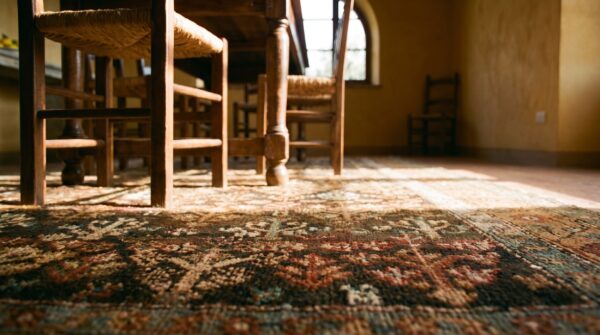 Brown earthy antique caucasian karabagh tribal geometric animal rug dated 1893 10 Brown earthy antique caucasian karabagh tribal geometric animal rug dated 1893 (sku 19252) - in-room detail