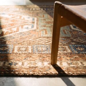 Brown Earthy Antique Caucasian Small Scatter Size Wool Shirvan Rug (SKU 25748) - in-room detail
