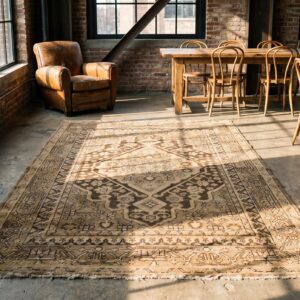 Antique Brown Earthy Color Khotan East Turkestan Hand Knotted Rug (SKU 17405) - room view