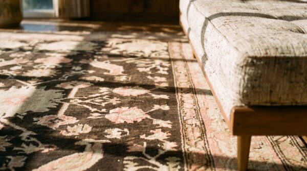 Brown late 19th century tribal antique caucasian karabagh long and narrow gallery carpet 11 Brown late 19th century tribal antique caucasian karabagh long and narrow gallery carpet (sku 19615) - in-room detail