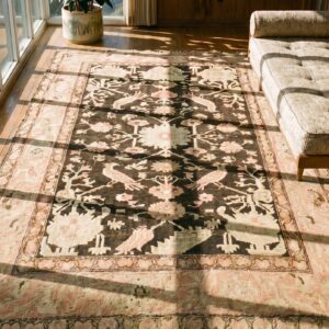 Brown Late 19th Century Tribal Antique Caucasian Karabagh Long and Narrow Gallery Carpet (SKU 19615) - styled overhead view