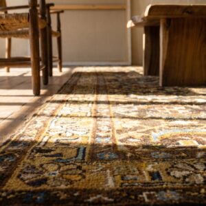 Brown Tribal Herati Pattern Antique Persian Malayer Rug (SKU 18928) - in-room detail