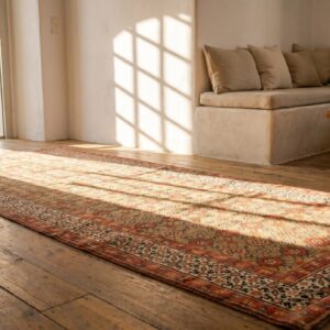 Antique Camel Color Tribal Mina Khani Design Persian Serab Hallway Runner Rug (SKU 19624) - room view