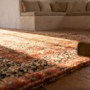 Antique Camel Color Tribal Mina Khani Design Persian Serab Hallway Runner Rug (SKU 19624) - in-room detail