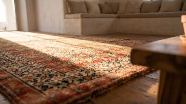 Antique camel color tribal mina khani design persian serab hallway runner rug 8 Antique camel color tribal mina khani design persian serab hallway runner rug (sku 19624) - in-room detail