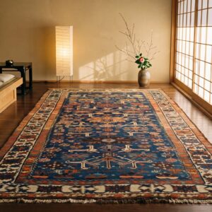 Antique Caucasian Allover Geometric Wool Hand Knotted Pile Blue 1900s Rug (SKU 21973) - room view