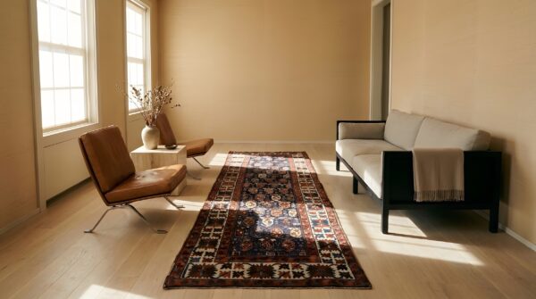 Antique caucasian blue tribal paisley wool hallway runner kazak rug 9 Antique caucasian blue tribal paisley wool hallway runner kazak rug (sku 25142) - room view