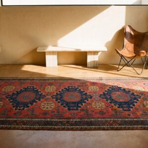 Antique Caucasian - Coral Sumak Caucasian Knotted Rug (SKU 17809) - room view