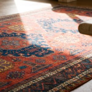 Antique Caucasian - Coral Sumak Caucasian Knotted Rug (SKU 17809) - in-room detail