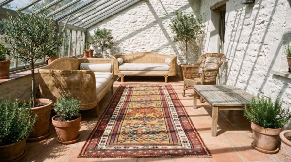 Antique caucasian ganjeh yellow wool hallway runner rug 10 Antique caucasian ganjeh yellow wool hallway runner rug (sku 20413) - room view