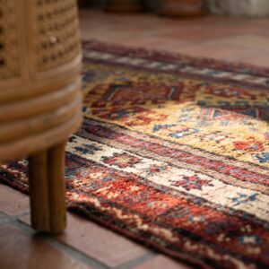Antique Caucasian Ganjeh Yellow Wool Hallway Runner Rug (SKU 20413) - in-room detail