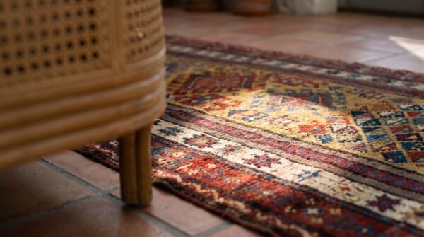 Antique caucasian ganjeh yellow wool hallway runner rug 11 Antique caucasian ganjeh yellow wool hallway runner rug (sku 20413) - in-room detail