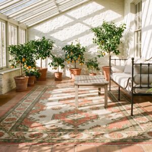Antique Caucasian Karabagh Rug 3'6"×7'2" Pale Sky Blue, Ivory Border, Circa 1900 (SKU 18009) - room view