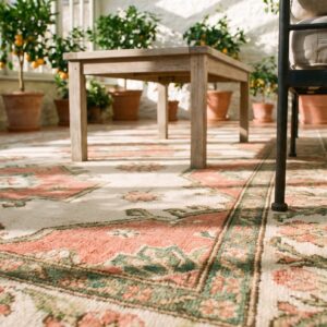 Antique Caucasian Karabagh Rug 3'6"×7'2" Pale Sky Blue, Ivory Border, Circa 1900 (SKU 18009) - in-room detail