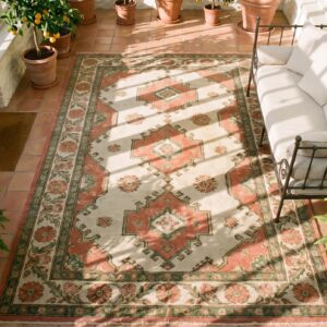 Antique Caucasian Karabagh Rug 3'6"×7'2" Pale Sky Blue, Ivory Border, Circa 1900 (SKU 18009) - styled overhead view